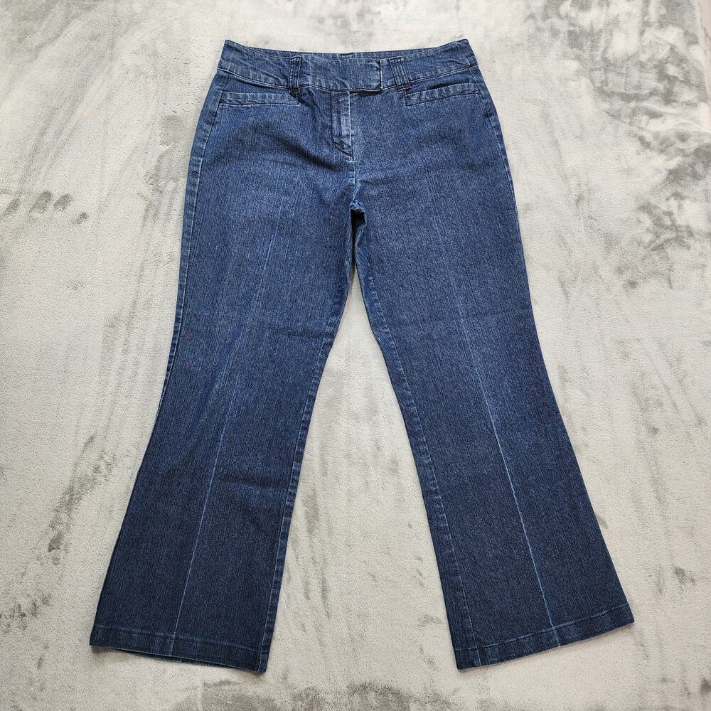 Covington Jeans Women 12 Blue High Rise Flare Leg Dark Wash Stretch Denim Preppy